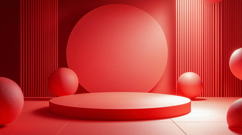 红色几何空间图片