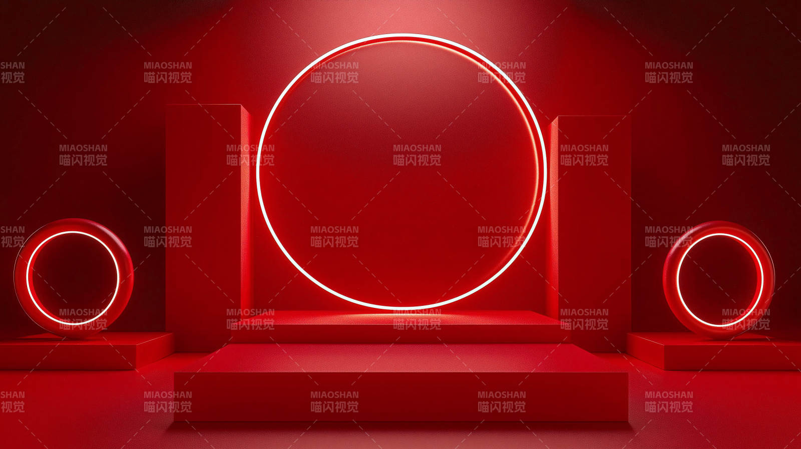 红色霓虹舞台图片