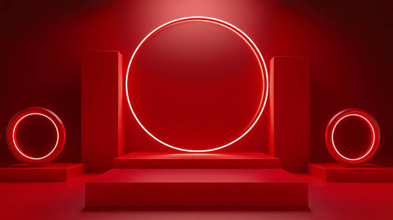 红色霓虹舞台图片