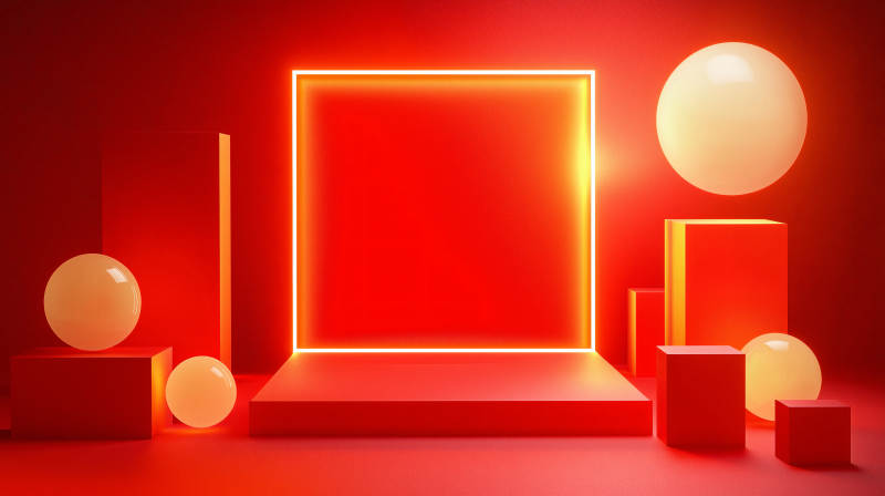 红色几何光影舞台图片