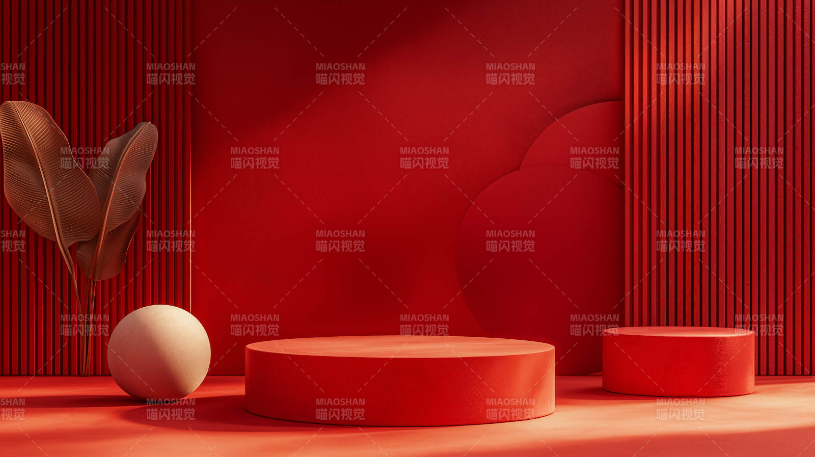 红色极简舞台图片