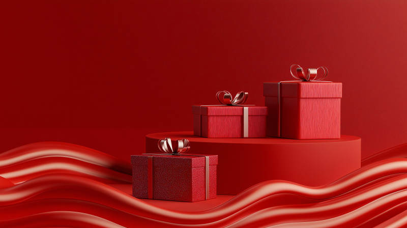 红色礼盒贺新春图片