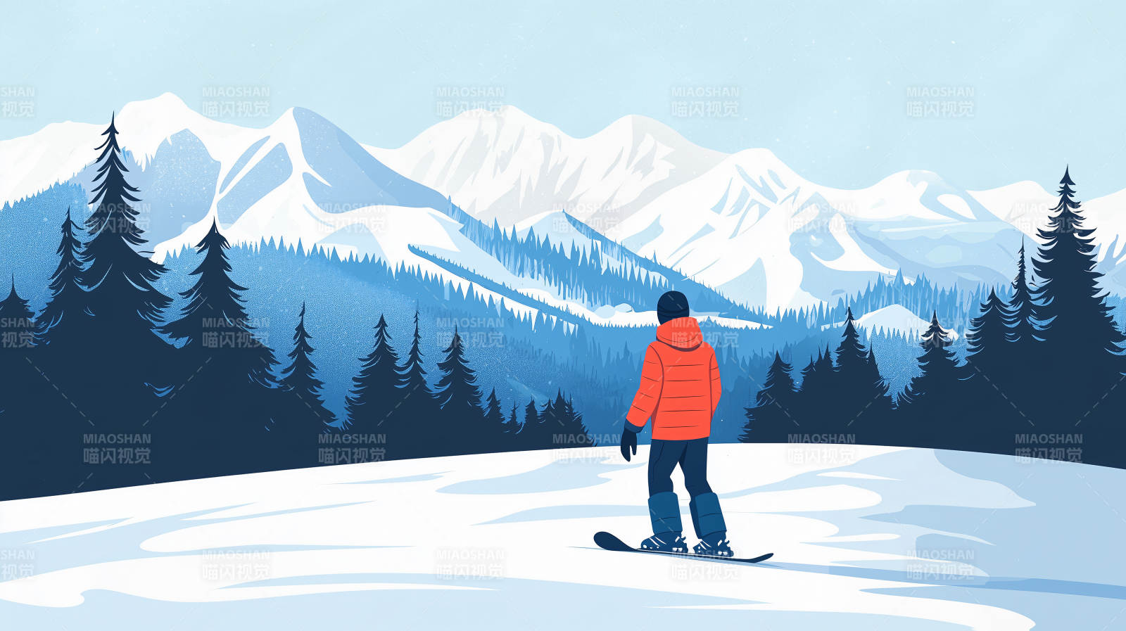 雪原上的滑雪者图片