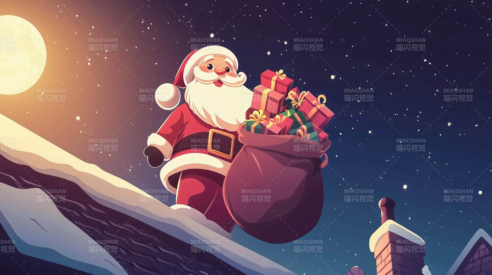 圣诞老人送礼夜图片
