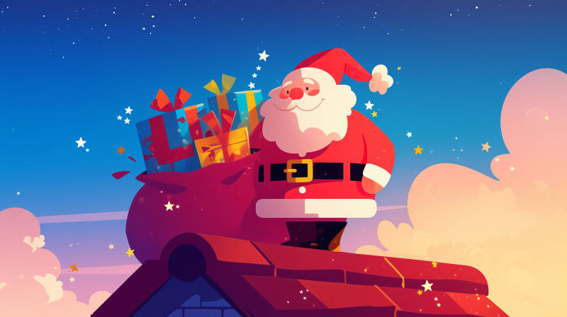 圣诞老人送礼图片