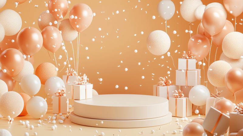 金色气球庆典场景图片