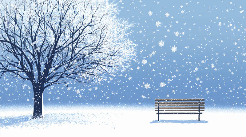 雪中静谧的长椅图片