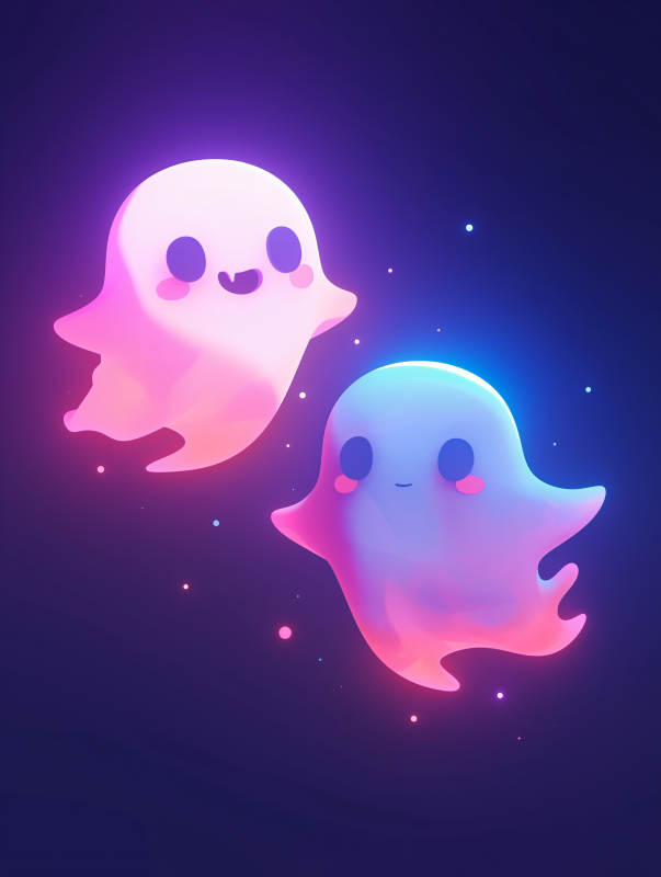 双色幽灵飘浮夜空图片