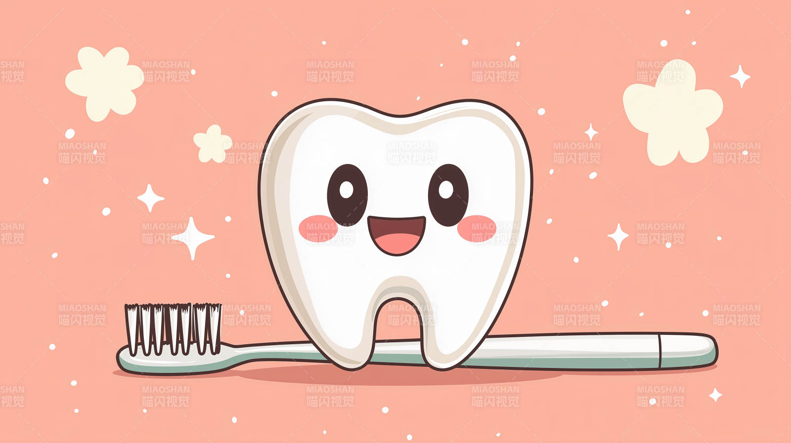 可爱牙齿刷牙图图片