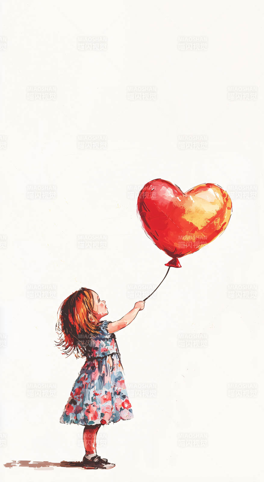 心形气球小女孩图片