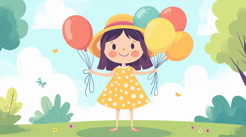 小女孩与气球图片
