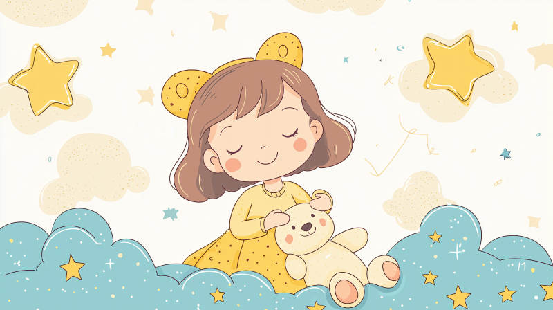 梦中女孩与小熊图片
