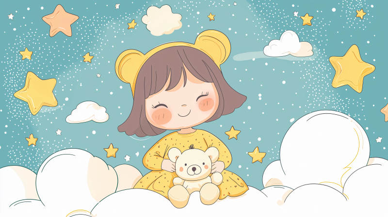 梦中女孩与小熊图片