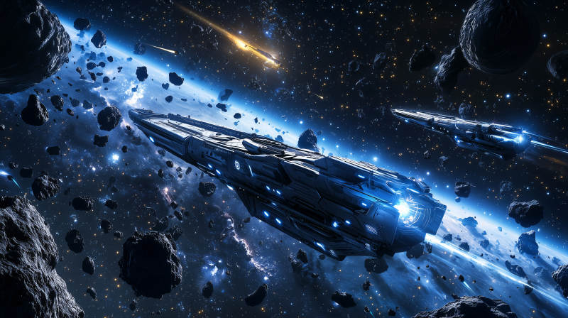 星际战舰穿越陨石带图片