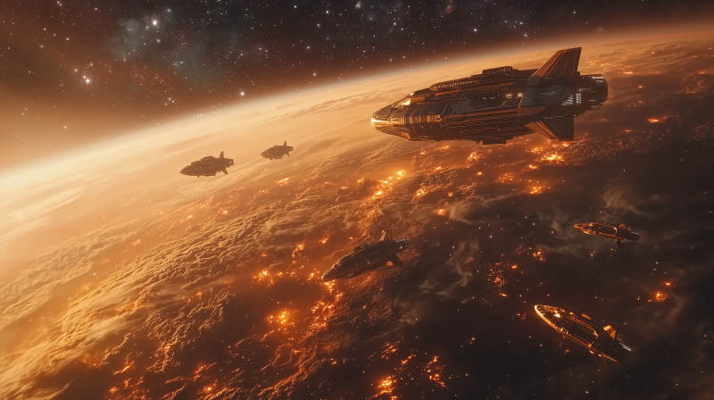 星际舰队掠过火域图片