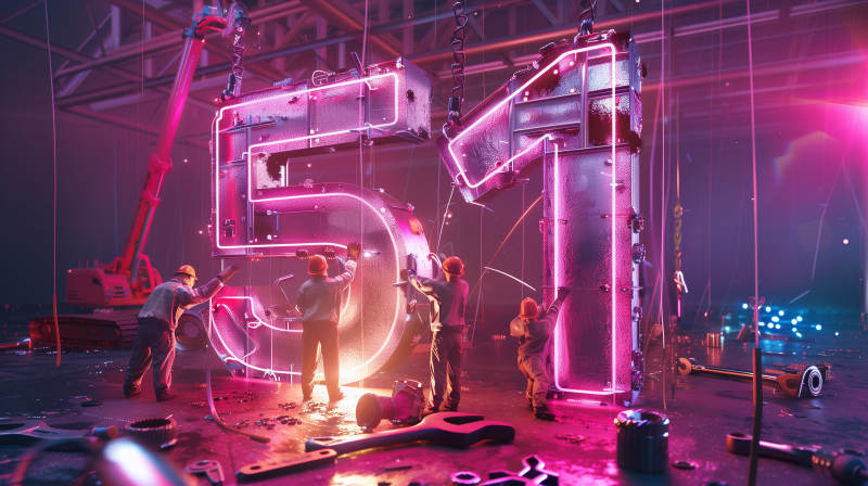 霓虹数字施工现场图片