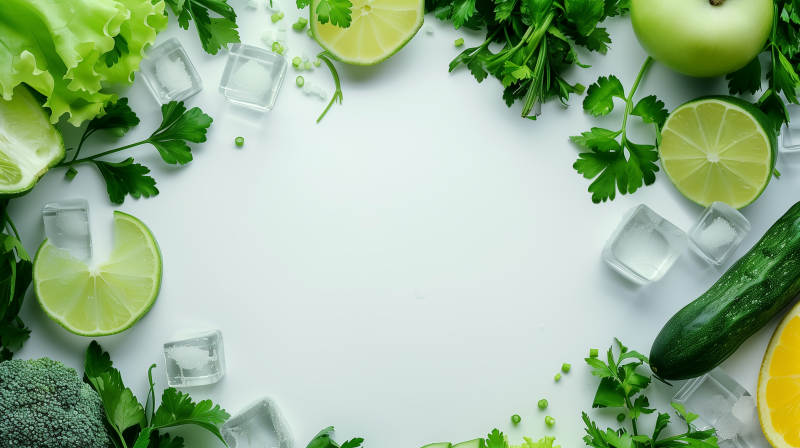 清新果蔬冰块环绕图片