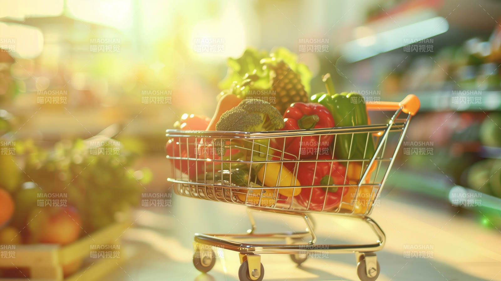 购物车里的新鲜蔬果图片