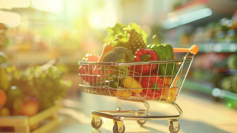 购物车里的新鲜蔬果图片