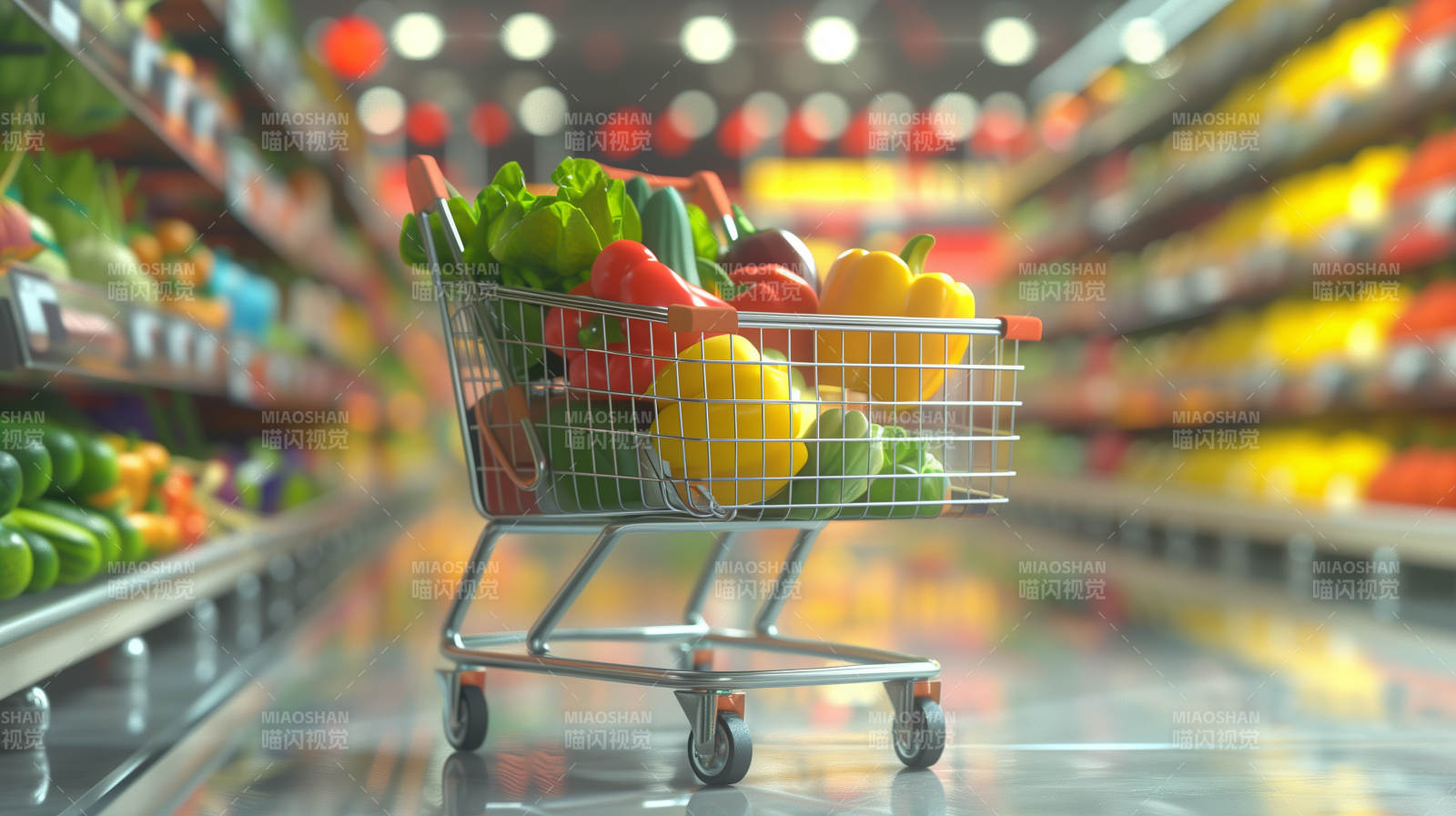 购物车满载蔬果图片