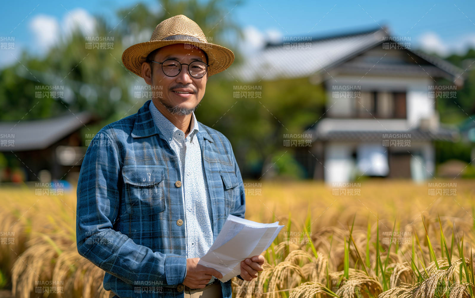 稻田中的农夫图片