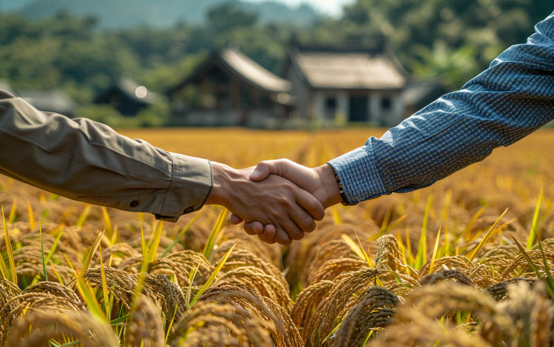 稻田握手合作图片