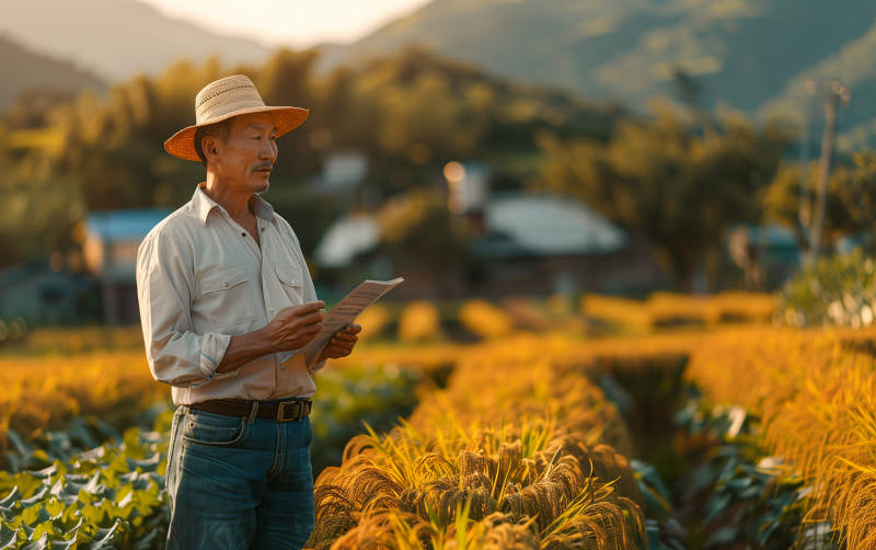 稻田中的农夫图片