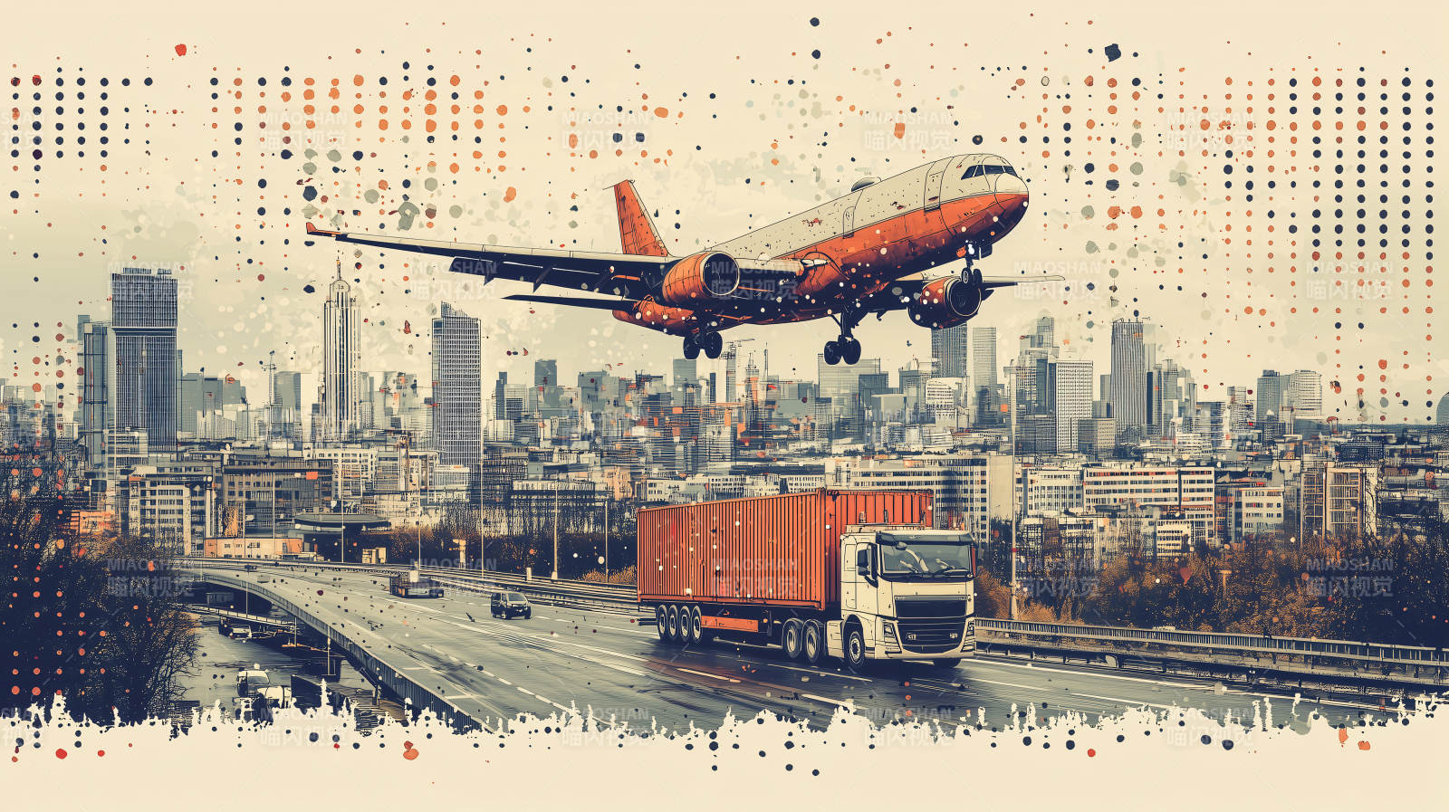 城市交通与航空交汇图片