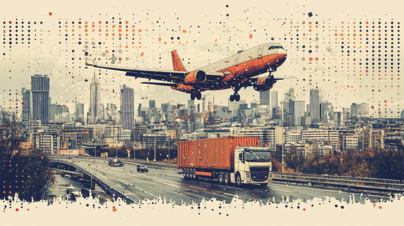 城市交通与航空交汇图片