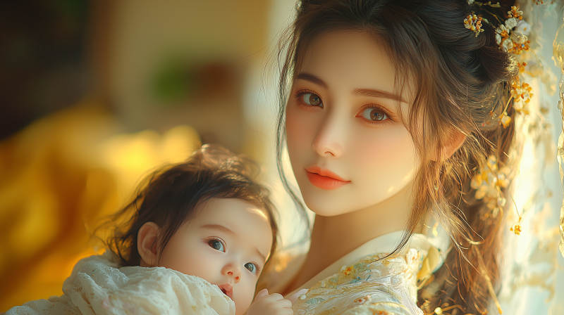 母女温馨时光图片