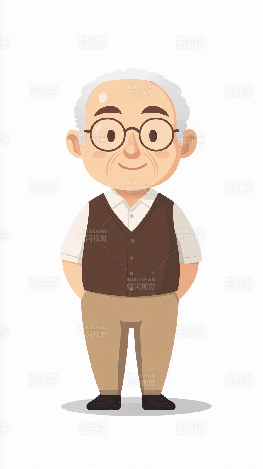 慈祥老人微笑立图片