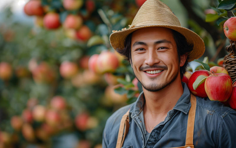 果园丰收笑脸图片