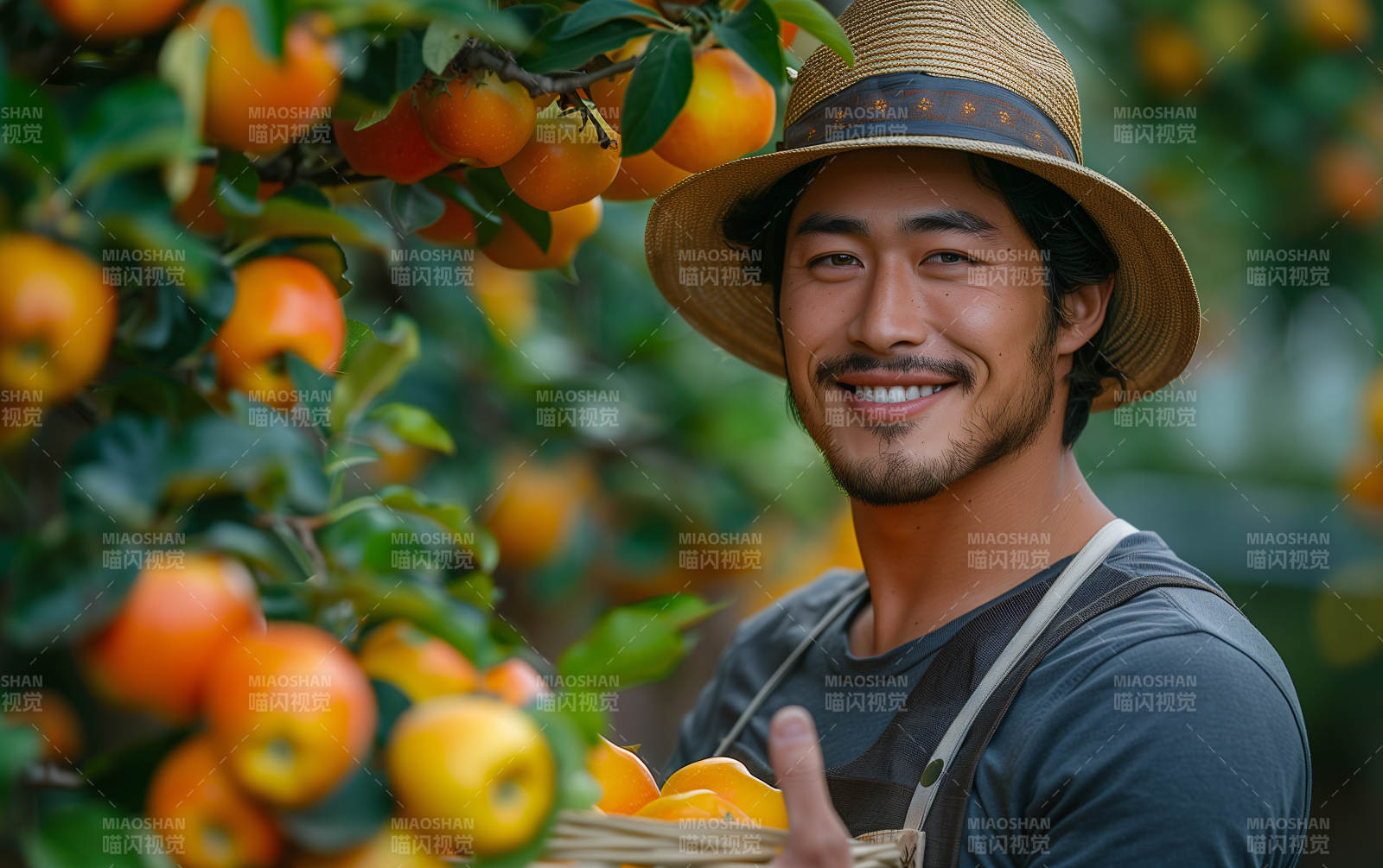 果园丰收笑脸图片