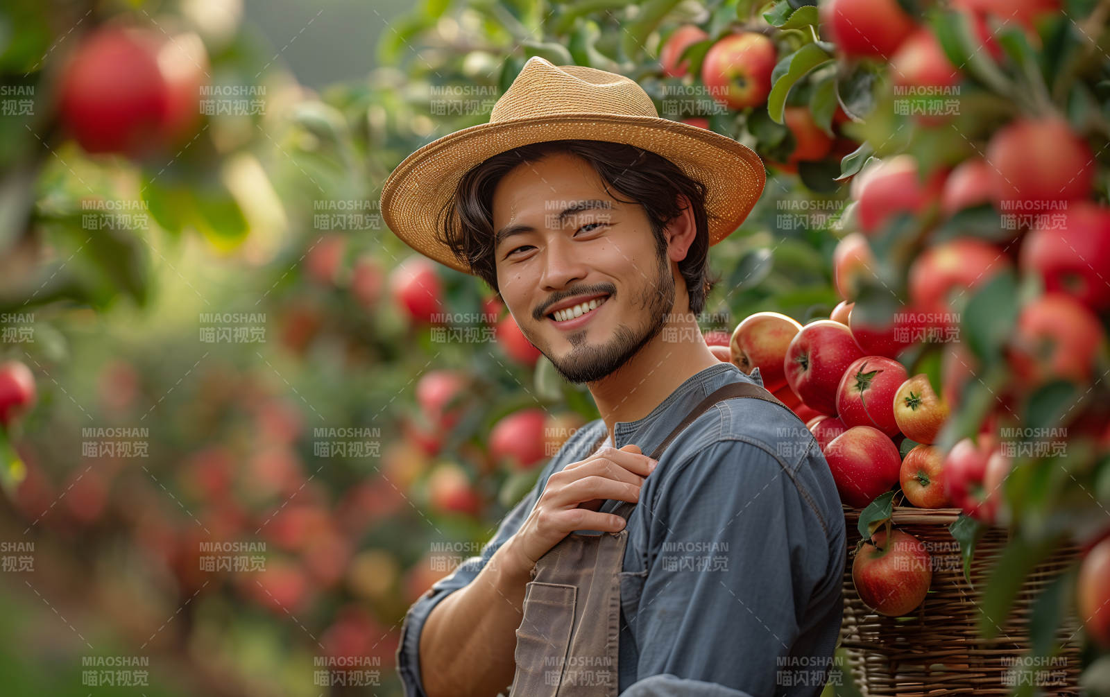 果园里的微笑农夫图片
