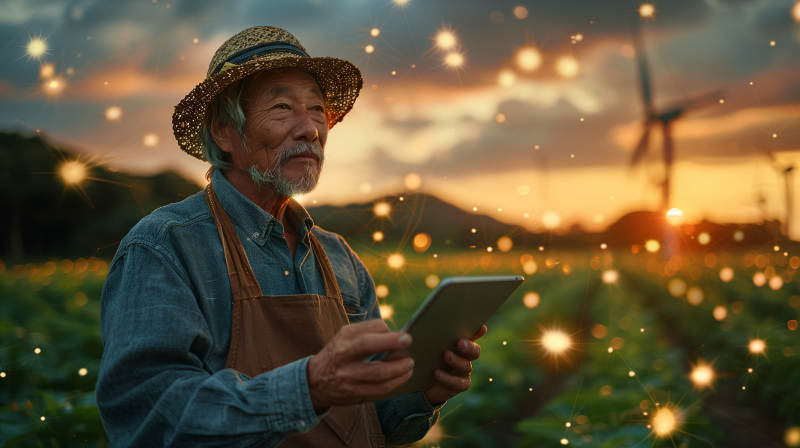 智慧农夫的黄昏图片