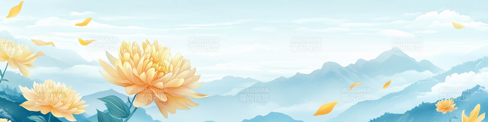 山花烂漫云海间图片