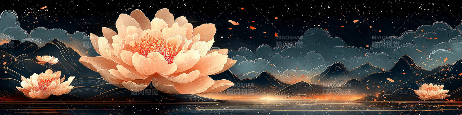 夜莲绽放山水间图片