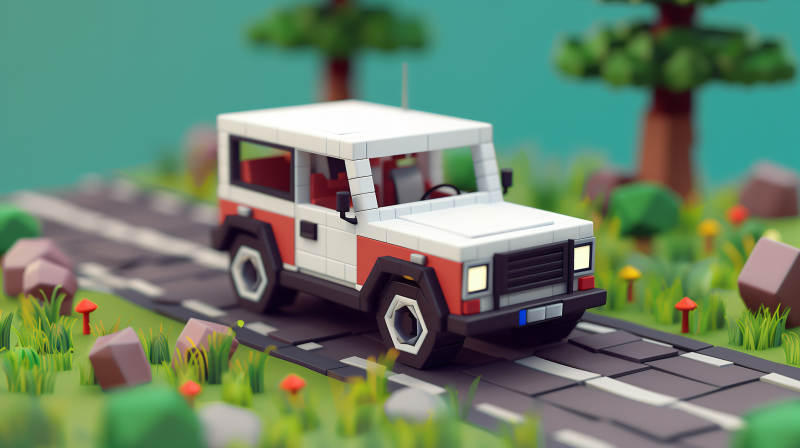 像素风越野车行驶图片