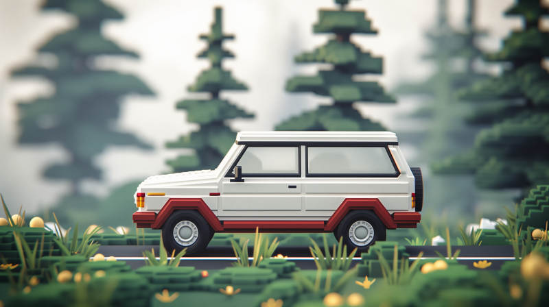 森林中的白色越野车图片