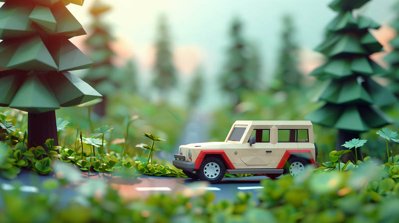 森林中的越野车图片