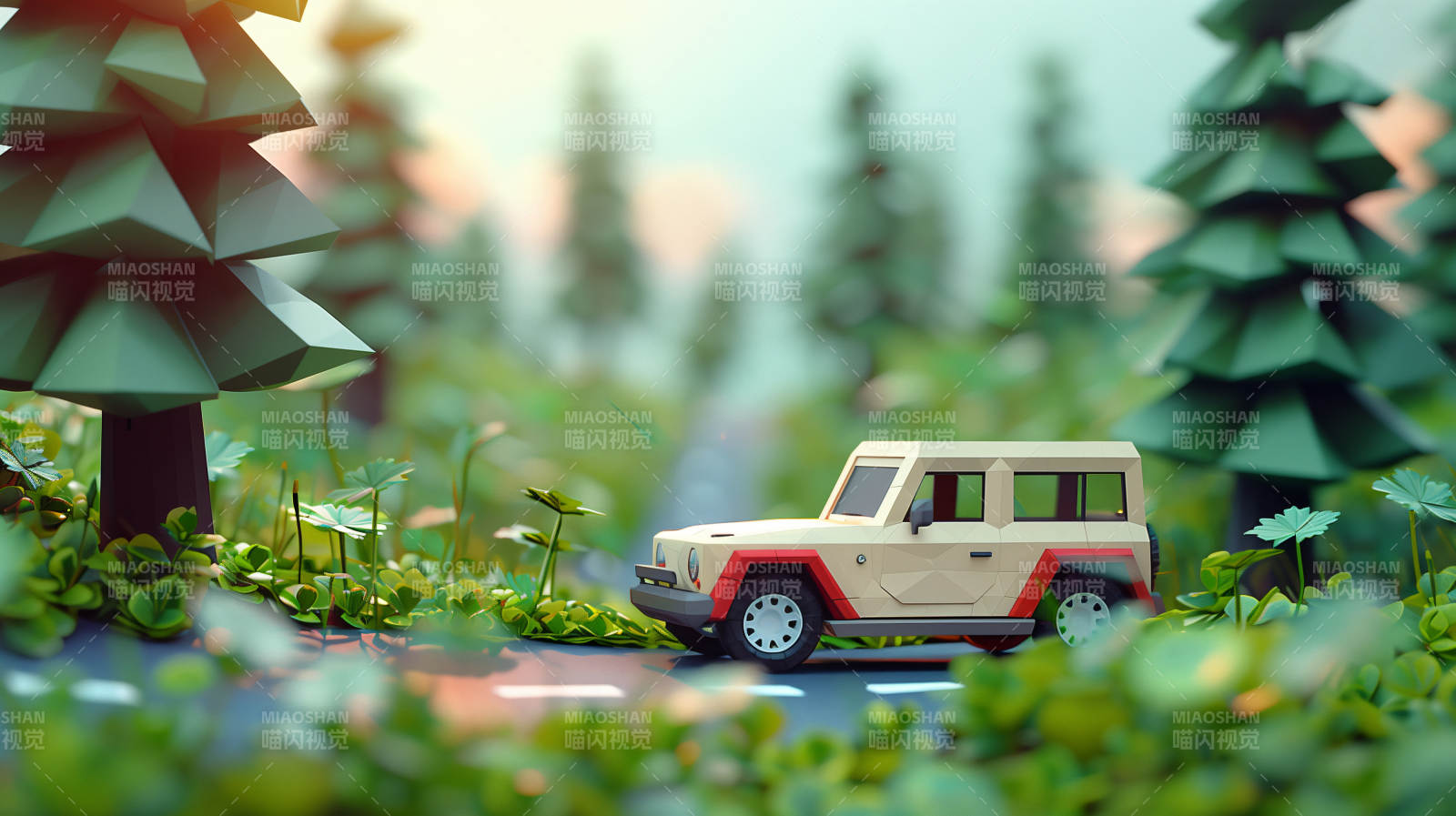 森林中的越野车图片