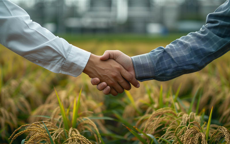 田间握手合作图片