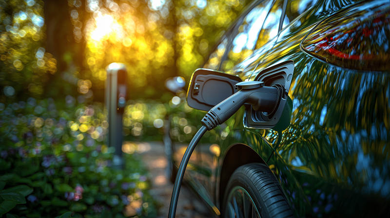 电车充电 绿意盎然图片