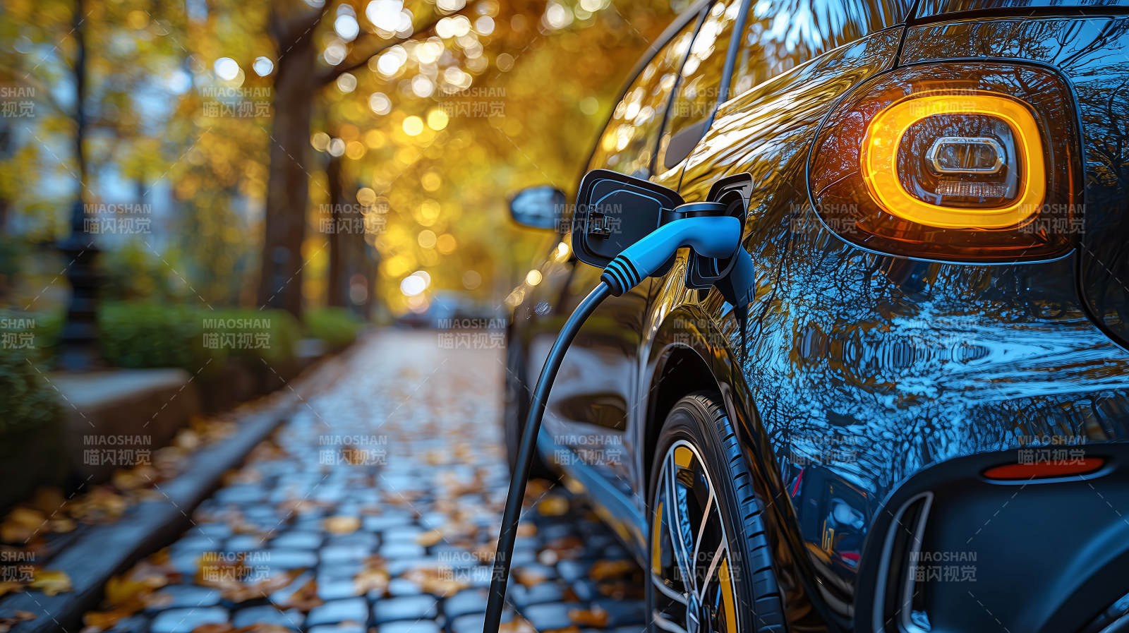 秋日充电车影图片