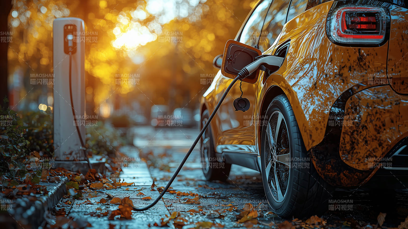 秋日充电 电车静泊图片