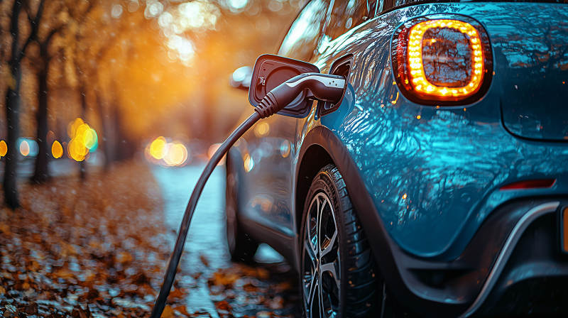 秋日充电车影图片