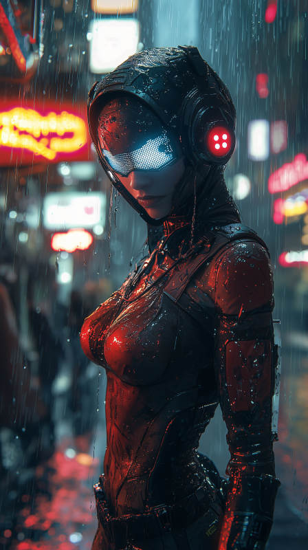 雨夜霓虹女战士图片