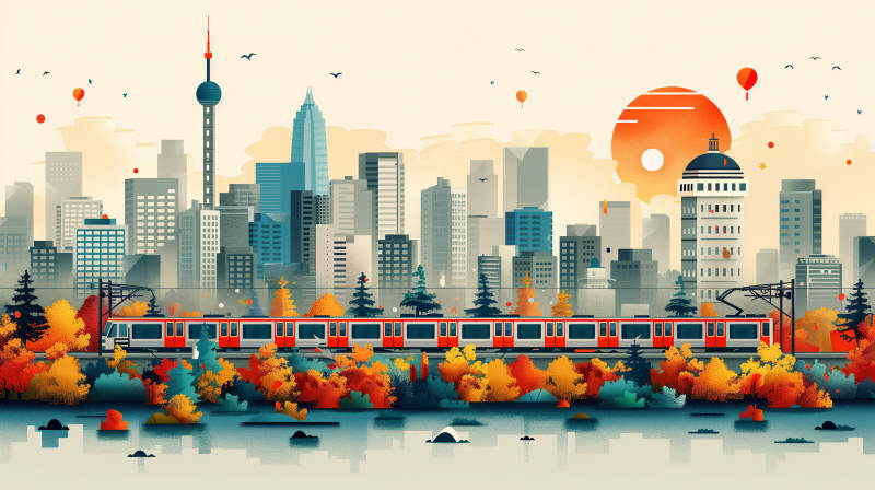 秋日城市风光图片