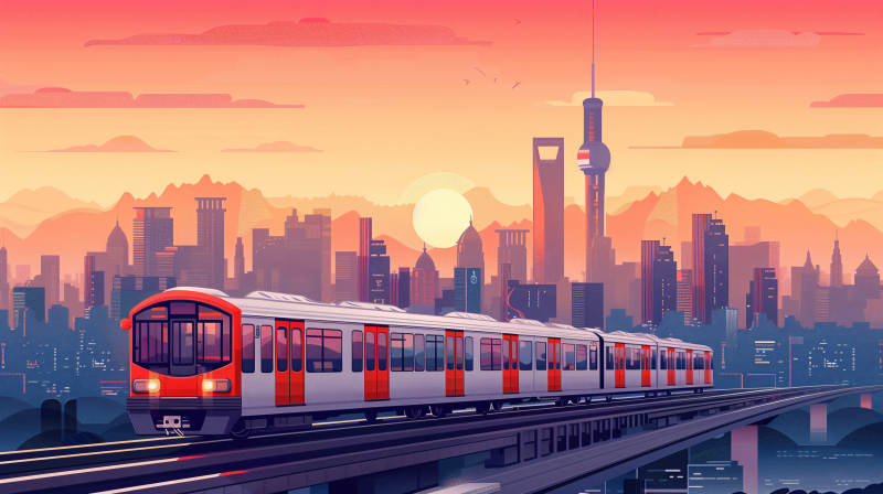 城市晨曦地铁行图片