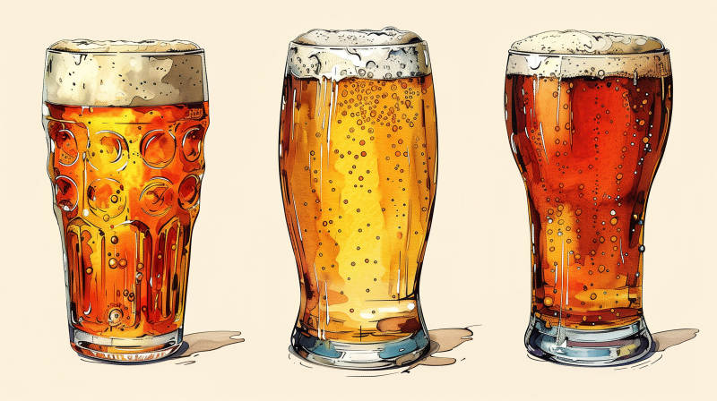 三杯啤酒 泡沫丰富图片